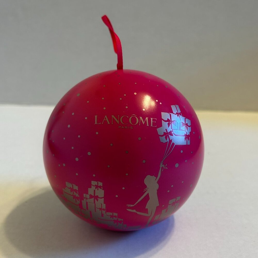 Lancome pink and gold hanging or standing ornamental tin